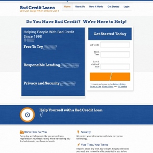 BadCreditLoans.com landing page