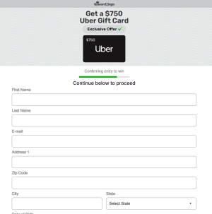 RewardZinga · Uber $750 -US- SOI