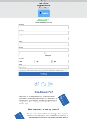 RewardZinga · Paypal $750 -US- SOI