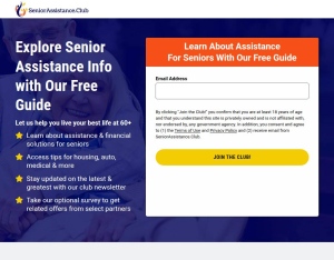 Senior Assistance Club 50+ · 8AM-8PM EST · Non-Incent