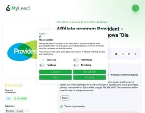 Provident · Pożyczka Samoobsługowa "Dla Ciebie" · PL, Business, Loans, Short term loans, Long term loans, loan, money, credit