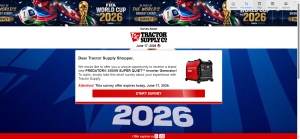 Tractor Supply · Predator 3500W Generator (trpredgen) · FIFA WORLD CUP 2026 · CC Submit Survey · Email Traffic Only Allowed (no incent)
