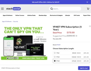 VP.NET VPN Subscription (5 Year)