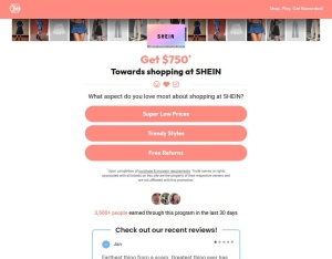 Rewards Shein · Non-Incent