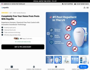 ! NEW OFFER · Repellio Pest Repeller Sound · Product Page (Social,Banner,Native,Push,SEO,Search,Brand Bidding)