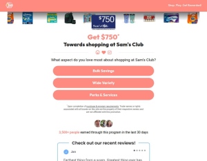 Rewards · Flash Poll · Dynamic · Sam's Club · $750 Shopping · Landing Page