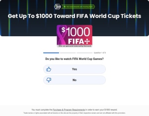 Rewards · FIFA World Cup Tickets $1000 CPL US